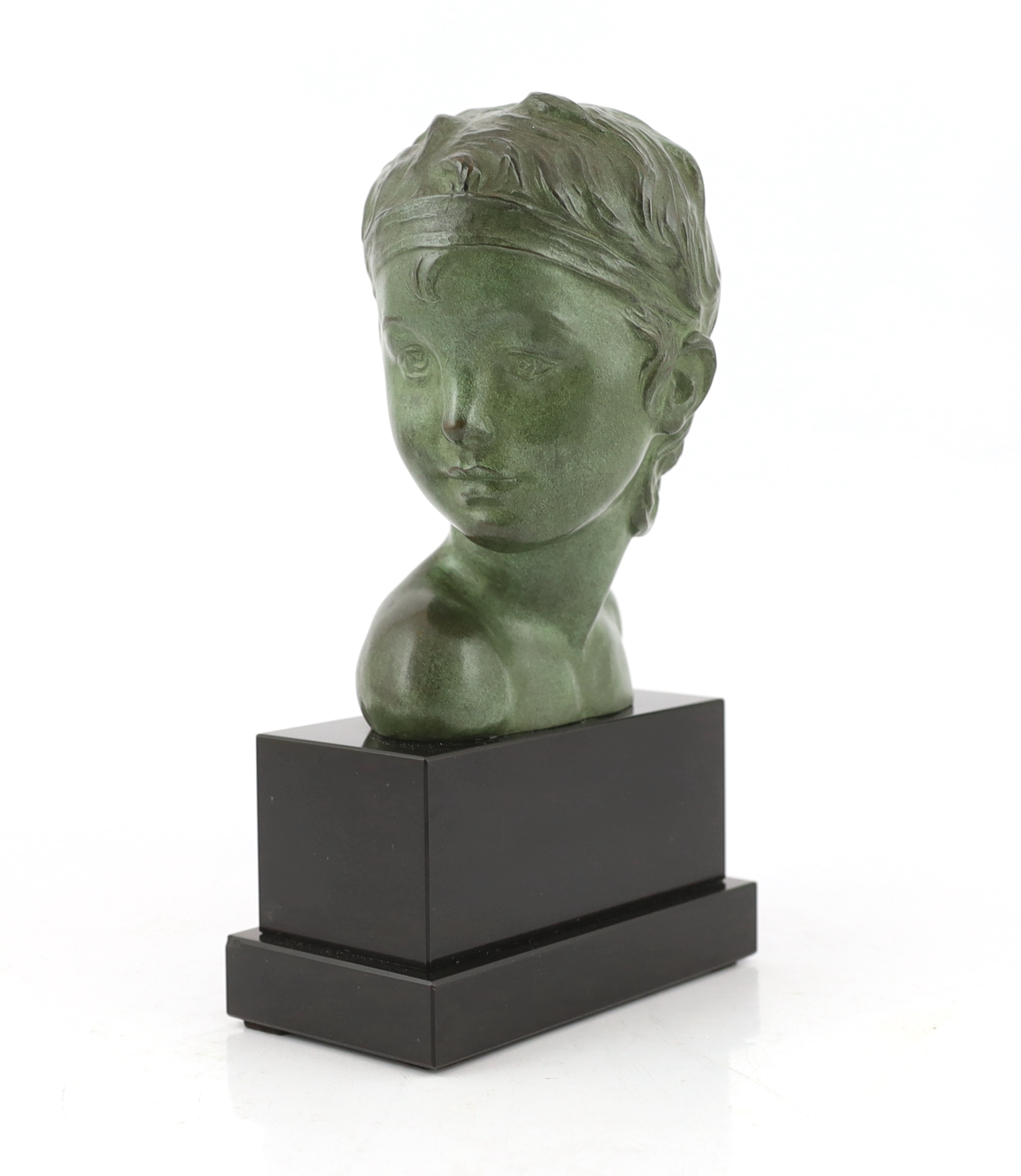 Alexandre Kéléty (Hungarian, 1918-1940), a bronze head of a classical youth, 16cm wide, 26cm high